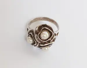 Brutalist Modernist ring echte parels zilver 925 maat 22 MCM kopen? Bied vanaf 65!