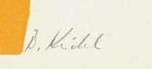 Barbara Keidel - Handgesigneerde linosnede: Schemel kopen? Bied vanaf 30!