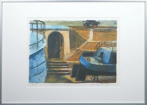 Buy Jeroen Hermkens - Litho, Hellevoetsluis, droogdok - Ingelijst? Bid from 50!