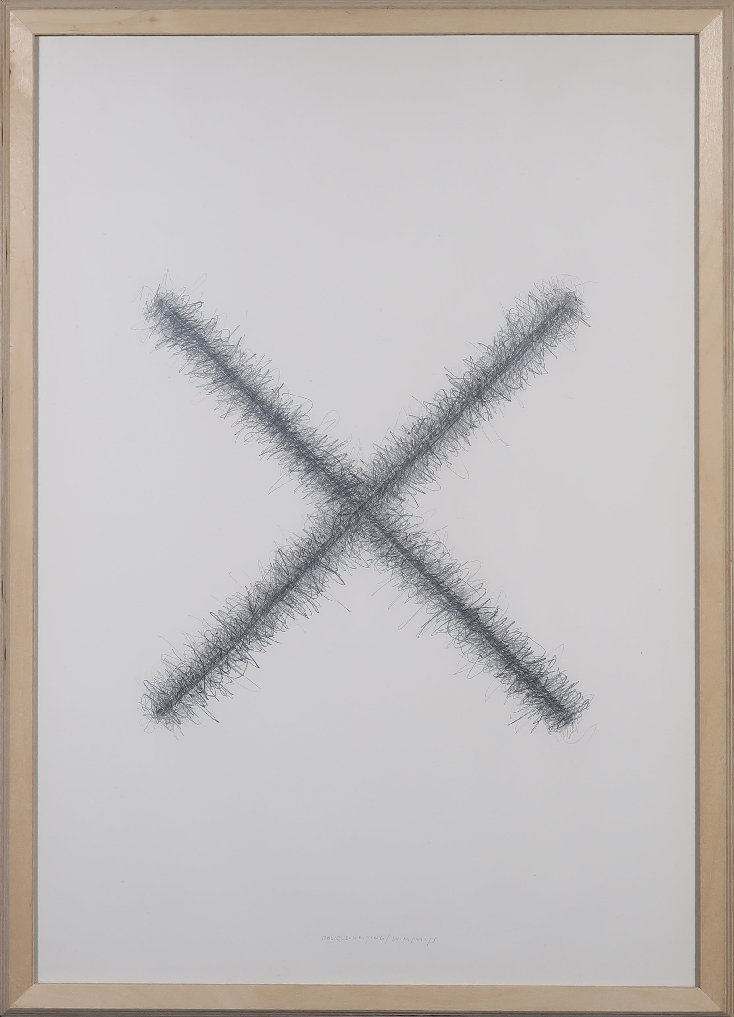 Wim Smits - Potlood tekening, Oblique-writing - Ingelijst verkocht voor € 100!