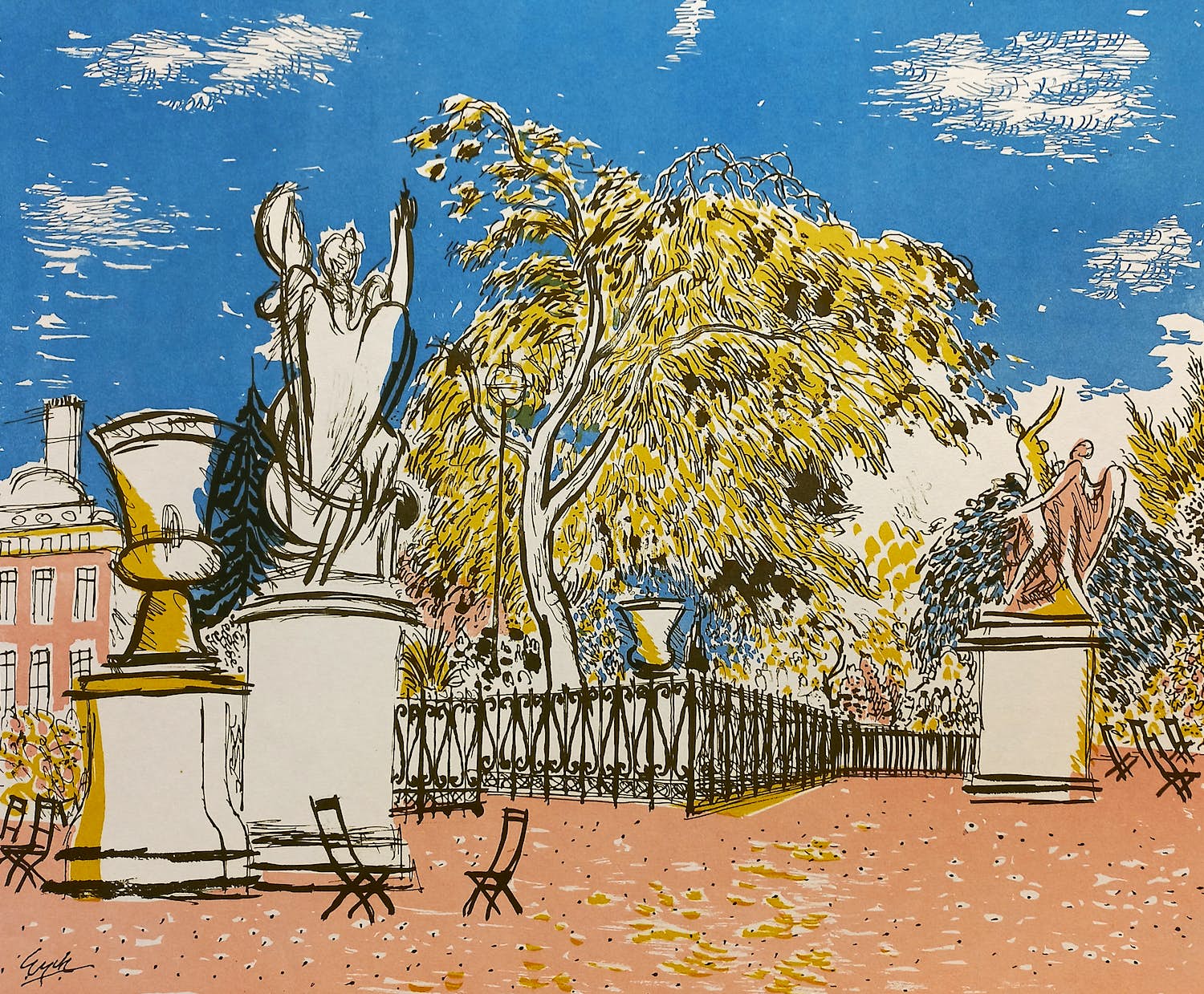 Charles Eyck - Jardin du Luxembourg, litho - Gratis verzending! verkocht voor € 50!