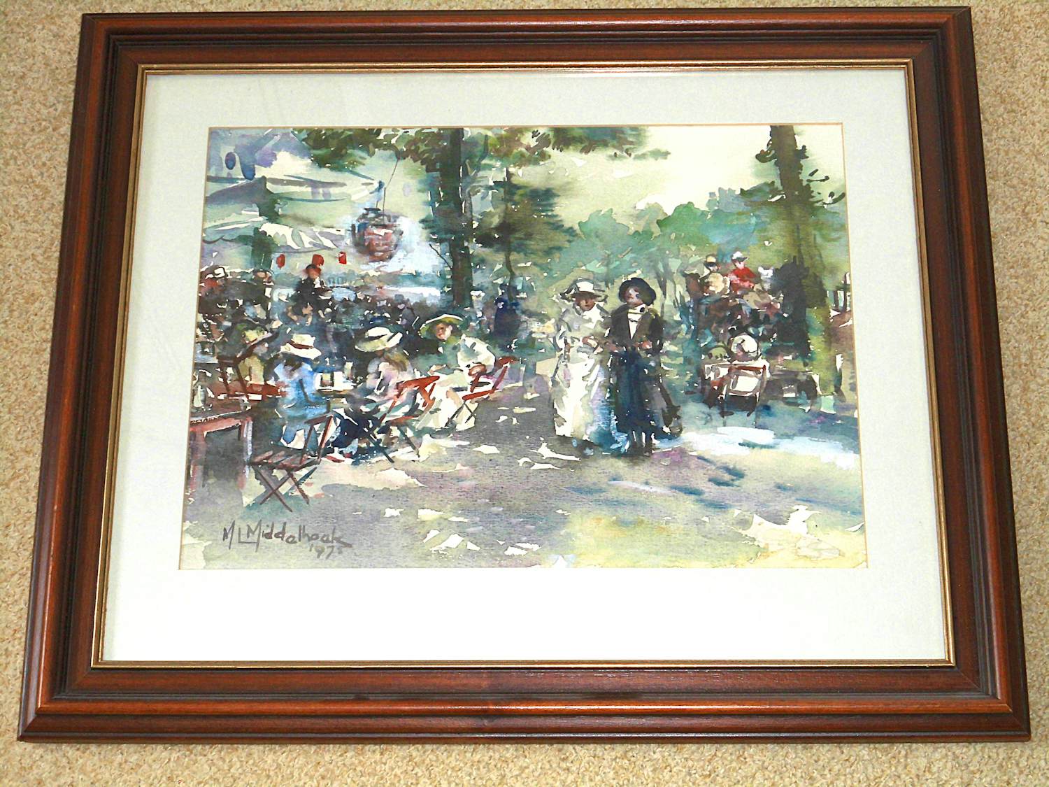 Martinus Leonardus Middelhoek - Aquarel - Stadspark rond 1910 kopen? Bied vanaf 135!