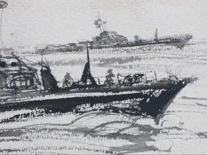 Wim Vaarzon Morel (jr.) - Mijnenveger - Penseeltekening kopen? Bied vanaf 1!