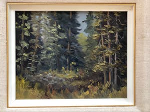 Niet of onleesbaar gesigneerd - Canadese school: bosgezicht door Elaine Fleming (1928-2014) kopen? Bied vanaf 1!