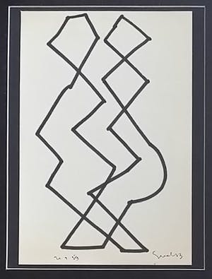 Siep van den Berg - Twee abstracte figuren - man en vrouw kopen? Bied vanaf 100!