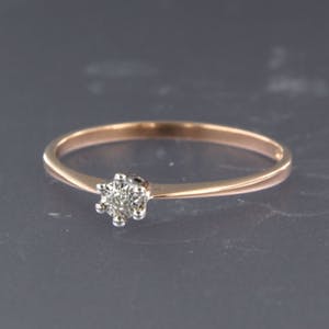 14K Goud - rood- en witgouden ring bezet met diamant - ringmaat 16 (50) kopen? Bied vanaf 55!