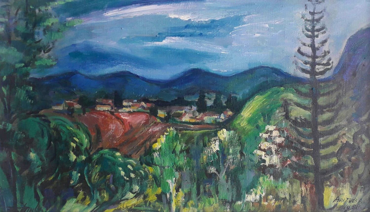 Jacques Mels - Kleurrijk landschap met huisjes kopen? Bied vanaf 70!