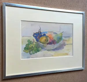 Jeanne Bieruma Oosting - Schaal met fruit, aquarel op papier (netjes ingelijst) kopen? Bied vanaf 550!