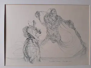 Andre Gouw - Stifttekening, Titel, Es geschah ubermorgen. ( Het gebeurde overmorgen ) kopen? Bied vanaf 20!