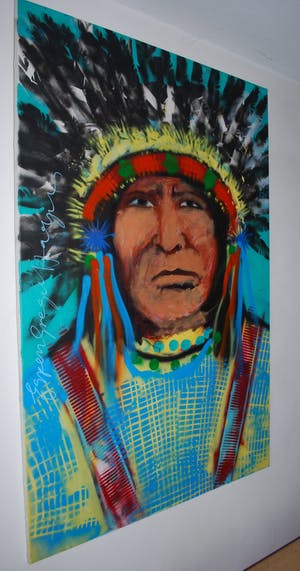 Espen Hagen - Groot schilderij Indiaan kopen? Bied vanaf 395!