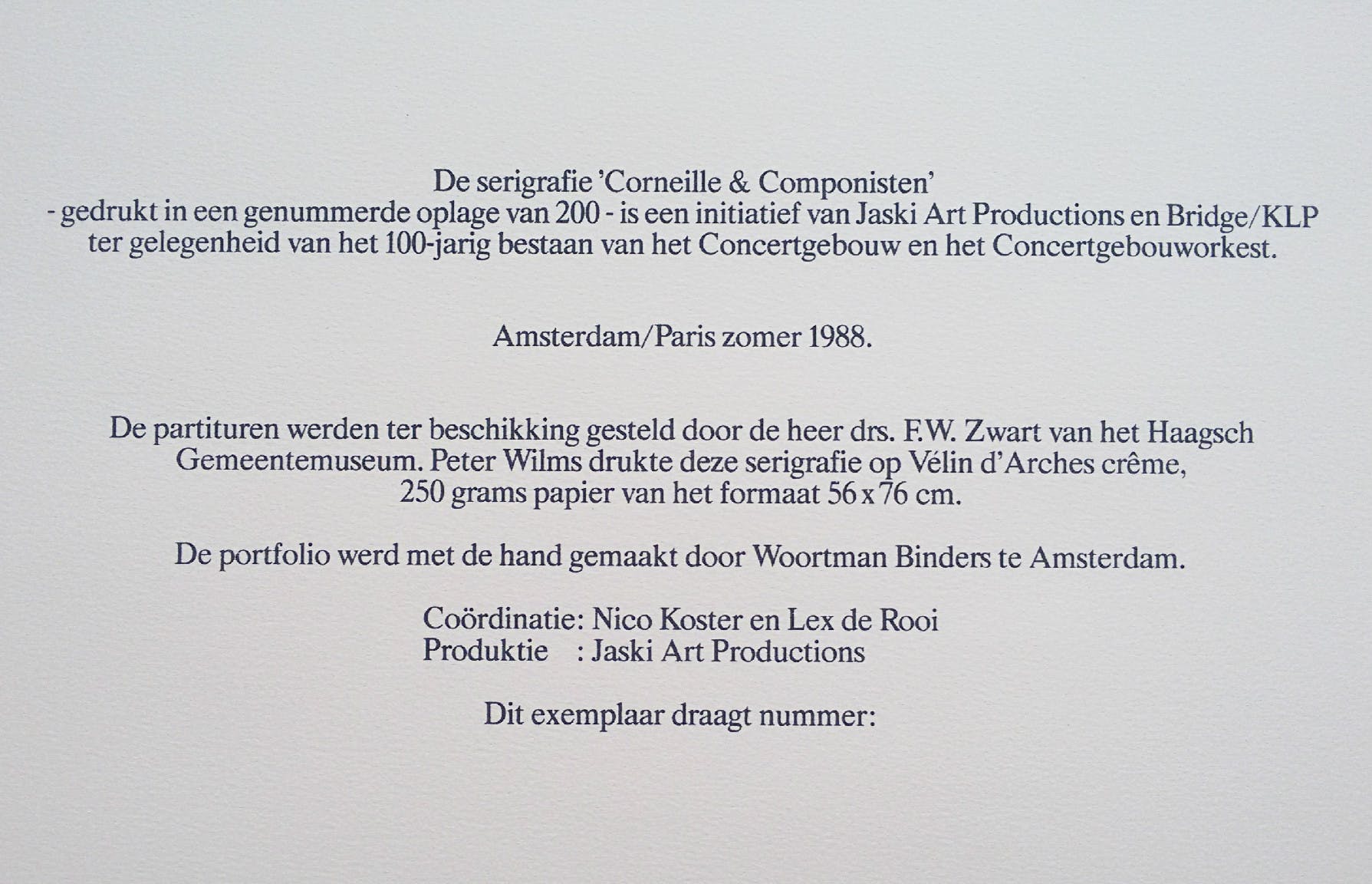 Corneille - Complete “100 jaar Concertgebouw” portfolio met 6 zeefdrukken kopen? Bied vanaf 1000!
