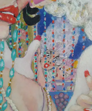 Niet of onleesbaar gesigneerd - J.C. van der Does; Kleurrijke dames op een feestje kopen? Bied vanaf 1!