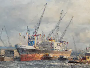 Marius de Jongere - Fraai havengezicht van Rotterdam kopen? Bied vanaf 1250!