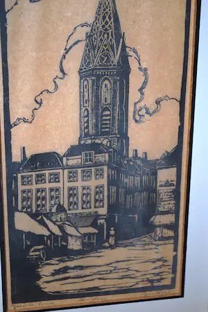 Jac. de Beer - houtsnede: Grote Kerk Den Haag kopen? Bied vanaf 40!