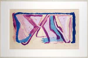 Bram van Velde - Litho, Compositie met paars - Ingelijst verkocht voor € 350!