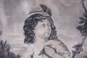 Niet of onleesbaar gesigneerd - Inkt en penseel, Meisjesportret met hond kopen? Bied vanaf 1!