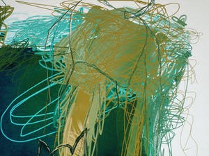 Arturo - Giclée , Sprinkhaan , abstract en kleurrijk – 70 x 70 cm kopen? Bied vanaf 30!