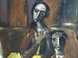 Niet of onleesbaar gesigneerd - Olieverf op board , “Aan de tafel” – gesigneerd & ingelijst kopen? Bied vanaf 10!