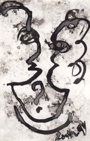 Lotti van der Gaag - gemengde techniek op papier | 'Unité' | 1997 verkocht voor € 300!