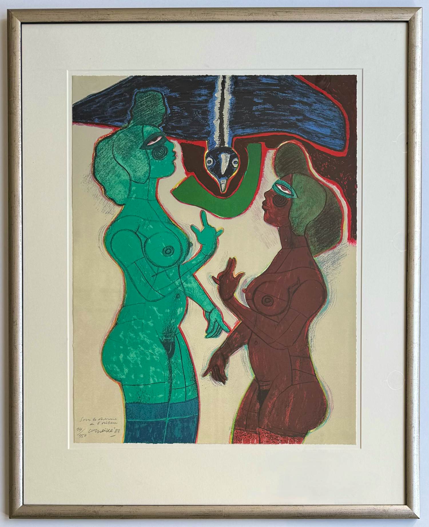 Corneille - handgesigeerde kleurenlitho | 'Sous le charme de l'oiseau' | 1982 (INGELIJST) kopen? Bied vanaf 550!