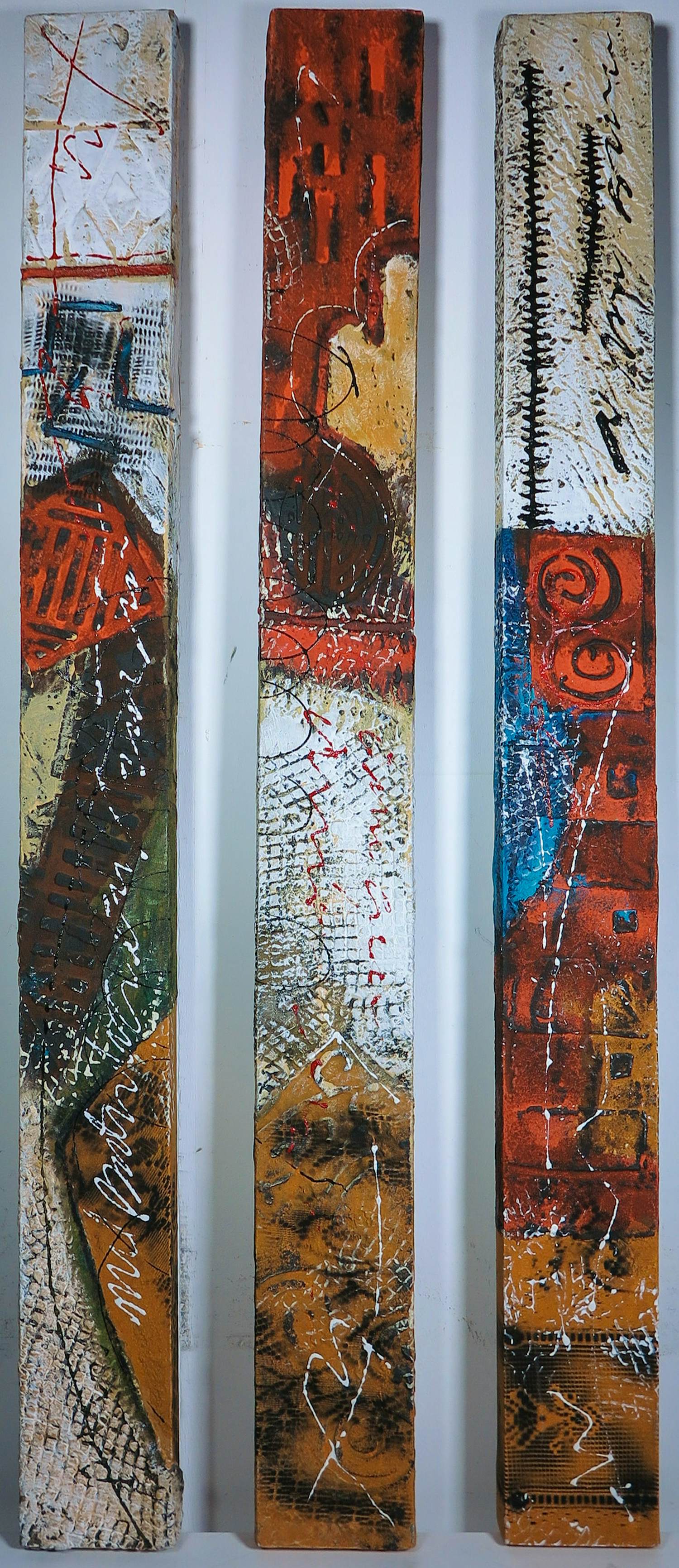 Dario Bosa - Gemengde techniek op doek, Drieluik zonder titel kopen? Bied vanaf 200!