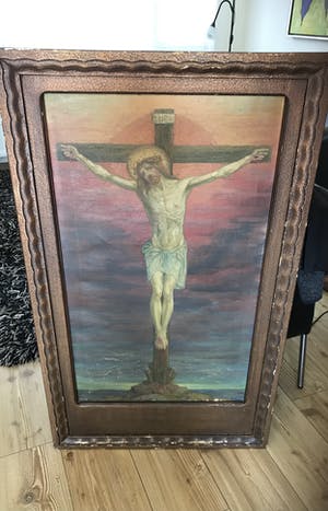 Karl Wenzel - Christusfigur am Kreuz, Öl auf Leinwand kaufen? Bieten Sie von 200!