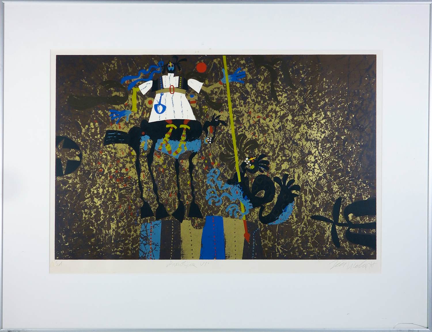 Joze Ciuha - Zeefdruk op papier, Ur 16 praolica v1 e.d. - Ingelijst kopen? Bied vanaf 60!