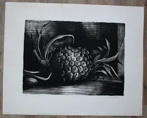 Nicolaas Wijnberg - Litho: Stilleven Ananas - 1956 kopen? Bied vanaf 55!