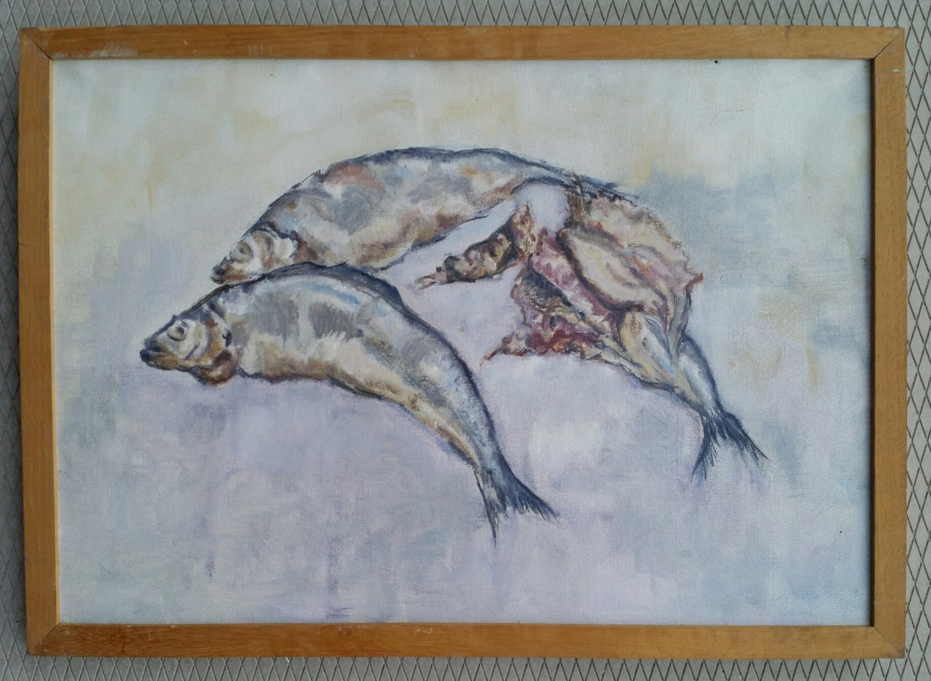 Niet of onleesbaar gesigneerd - Stilleven met vissen. Olieverf. kopen? Bied vanaf 1!