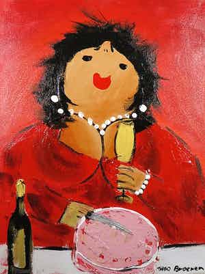 Theo Broeren - Acryl op doek, Pie verkocht voor € 70!