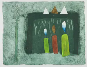 Michel van Overbeeke - Kleurenets met bladgoud, Three of a kind - Ingelijst kopen? Bied vanaf 70!