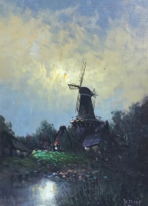 Wilhelm Frederik Smit - C2505 Dorpsgezicht met molen kopen? Bied vanaf 75!