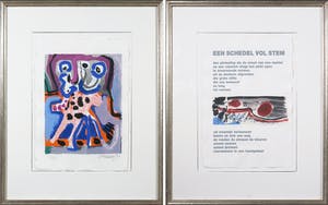 Corneille - en Bert Schierbeek - Zeefdruk en passage uit Een schedel vol stem - Ingelijst kopen? Bied vanaf 1!