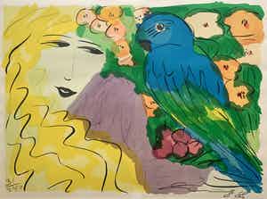 Walasse Ting - kleurenlitho - 'Venus and ara' - 1988 verkocht voor € 600!