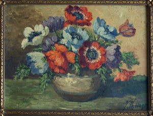 Niet of onleesbaar gesigneerd - Olieverf op doek , Bloemstilleven – gesigneerd & ingelijst - oud kopen? Bied vanaf 1!