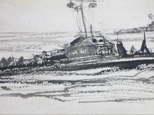 Wim Vaarzon Morel (jr.) - Mijnenveger - Penseeltekening kopen? Bied vanaf 1!