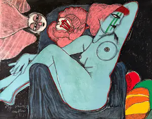Corneille - Lithograph: 'Nu blue' (1998) kopen? Bied vanaf 295!