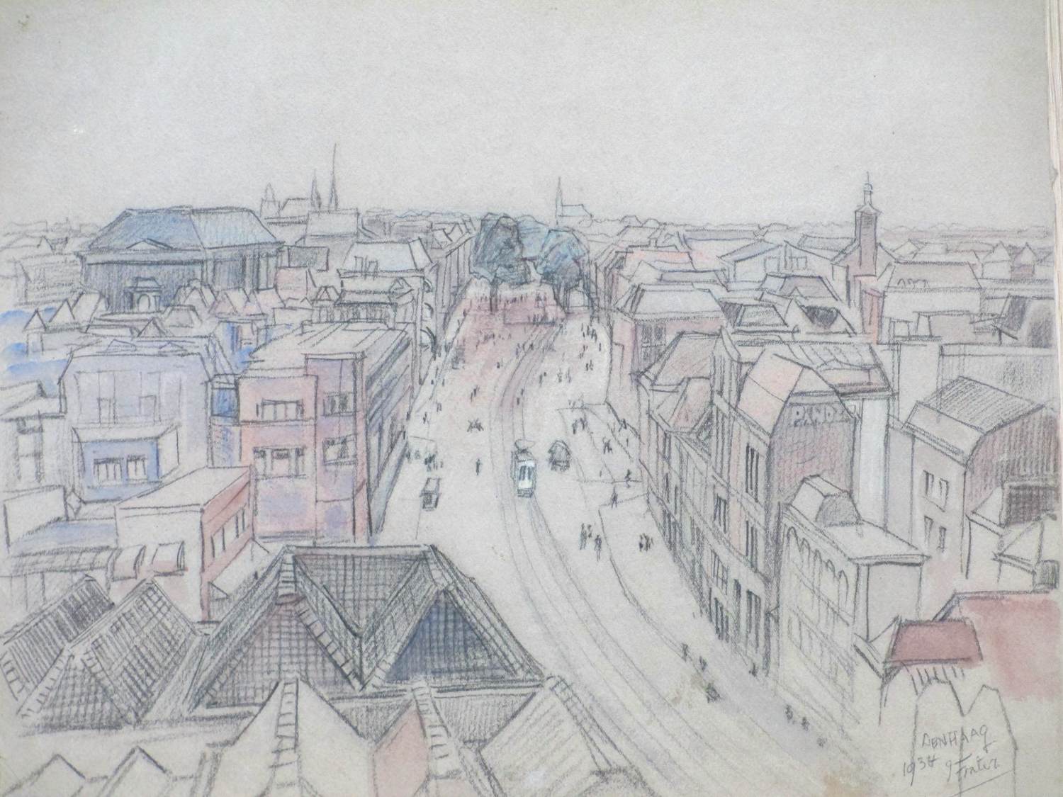 James William Frater - Stadsgezicht Den Haag - Tekening verkocht voor € 55!