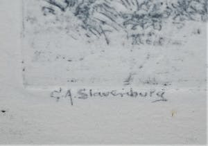 Gerrit Slavenburg - Heiloo/Limmen, de Lei met Noordermolen - ets kopen? Bied vanaf 45!