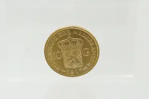 26- Origineel 1917 hoog gehalte gouden 10 gulden Munt zg. "tientje" - Wilhelmina kopen? Bied vanaf 390!