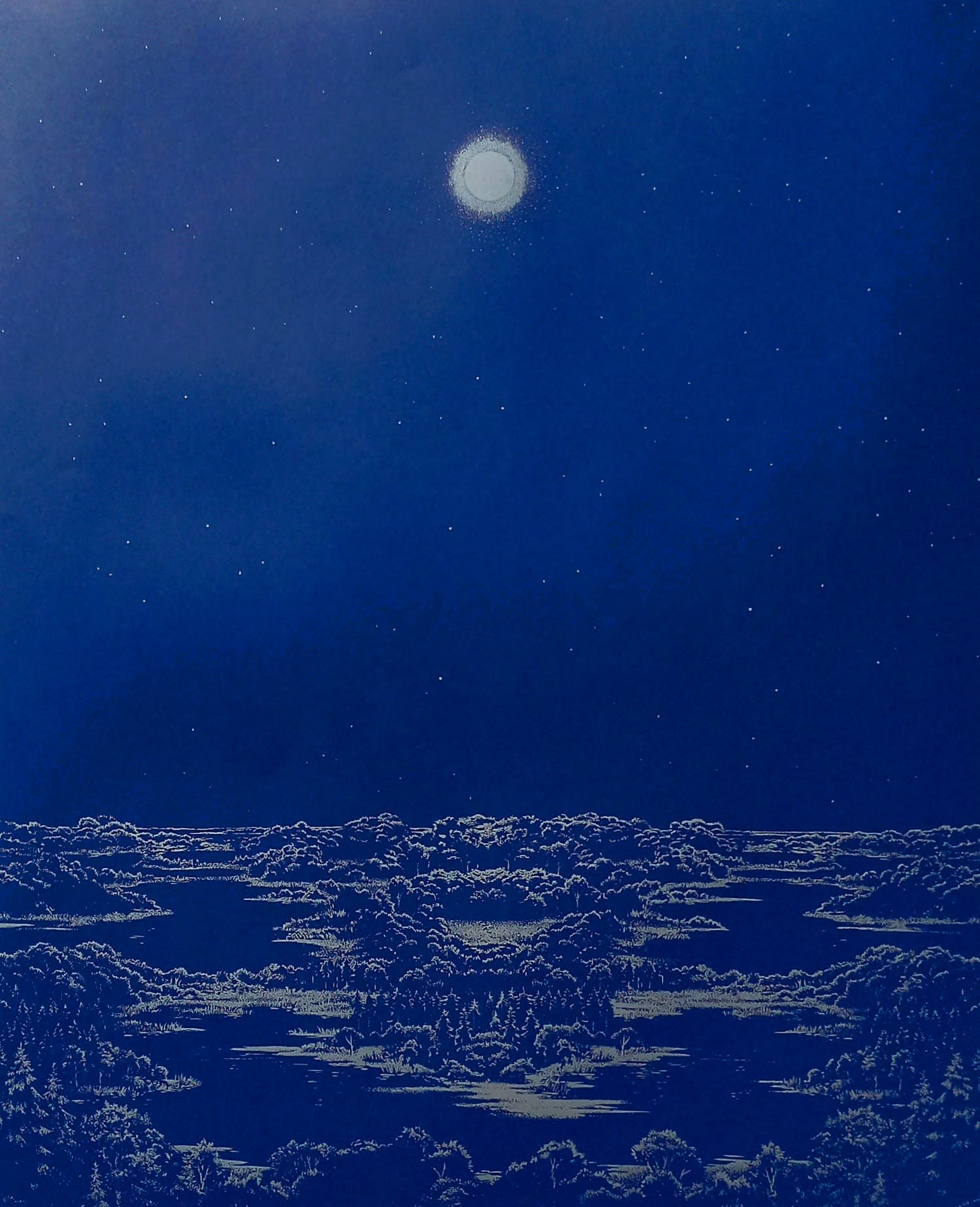Jos Muris - Volle maan, zeefdruk verkocht voor € 50!