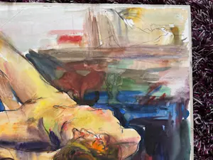 Bob ten Hoope - liggend naakt - opgeplakte aquarel kopen? Bied vanaf 75!