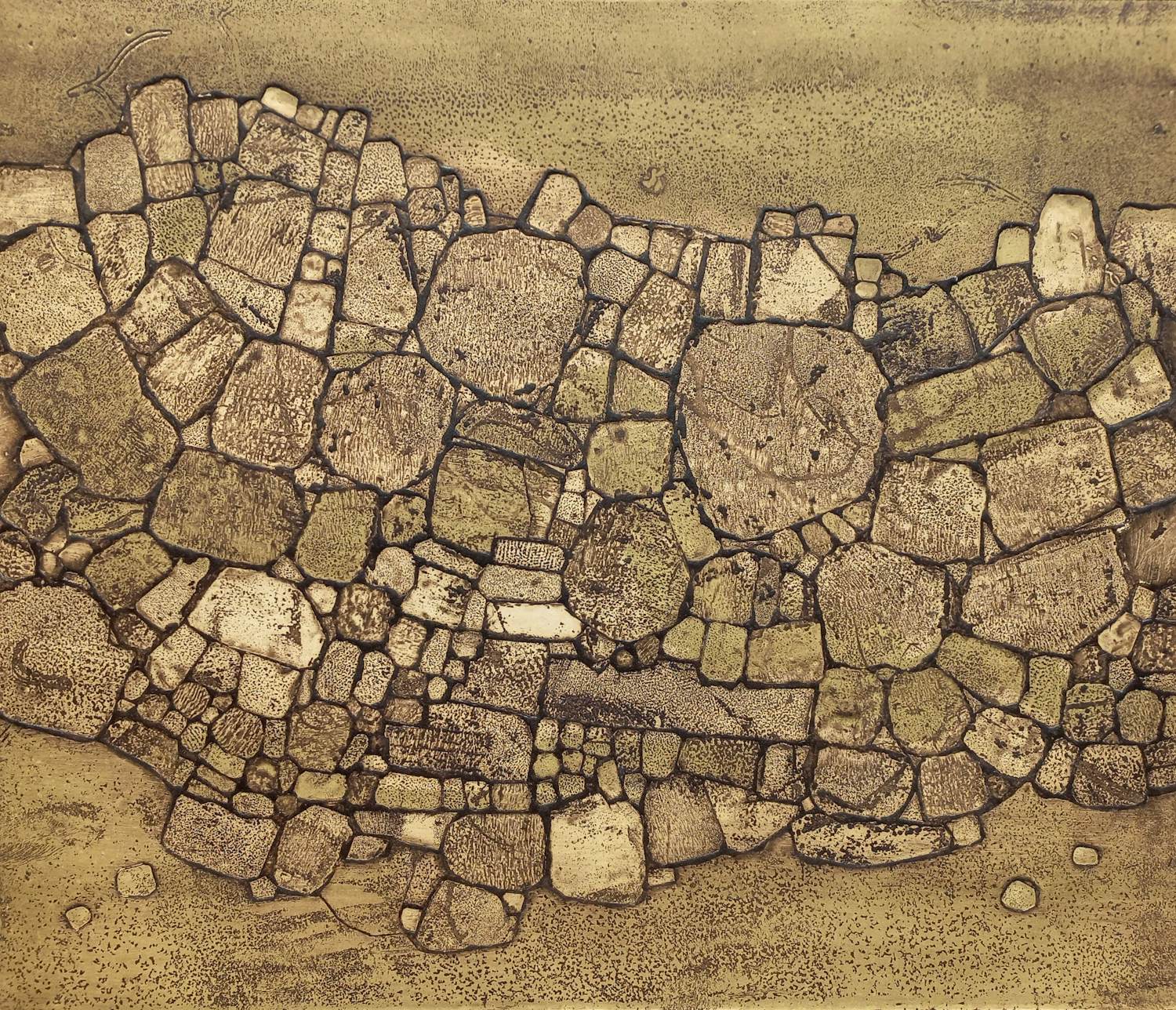 Nono Reinhold - Terre de pierres, aquatint ets met reliëfdruk (kleine oplage) kopen? Bied vanaf 200!