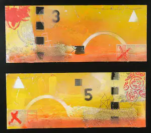 Theo Koster - Gemengde techniek op karton, Orange Fever - Ingelijst kopen? Bied vanaf 1!