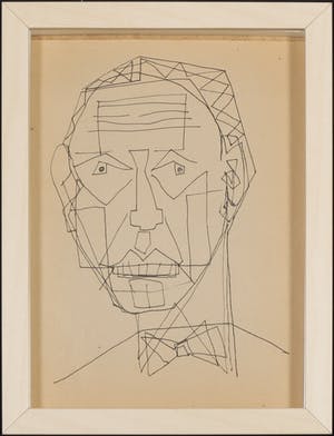 Siep van den Berg - Inkttekening, Portret van een man - Ingelijst kopen? Bied vanaf 70!