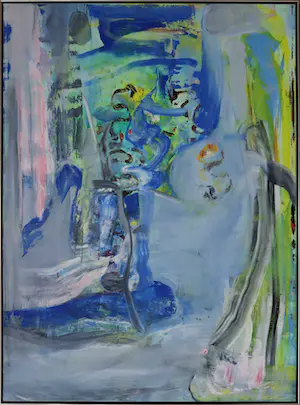 AcheterEric de Nie - Olieverf op doek, Abstract in blauw en geel - Ingelijst (Zeer Groot)? Enchérissez de 500!
