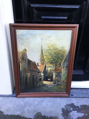 Antonius Franciscus van Beek - C4938-5D, Dorpsstraatje met kippen kopen? Bied vanaf 120!