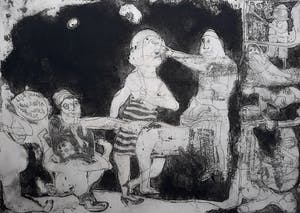 Jacqueline de Jong - Compositie met figuren, aquatint ets kopen? Bied vanaf 50!