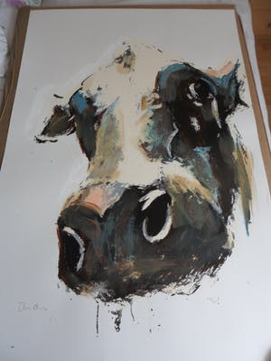Theo Onnes - Zeefdruk. Titel. "Cow 2 ( Groot ) kopen? Bied vanaf 80!