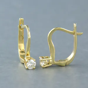 18k gouden solitair oorhangers bezet met briljant geslepen diamant tot. 0,22ct kopen? Bied vanaf 300!